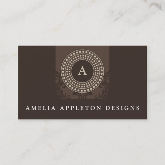 MONOGRAM modern stijlvol elegant rotor bruin taupe Visitekaartje (Voorkant)