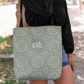 Monogram Modern Stijlvol Groen en Grijs Tote Bag