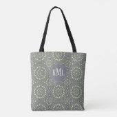 Monogram Modern Stijlvol Groen en Grijs Tote Bag (Achterkant)