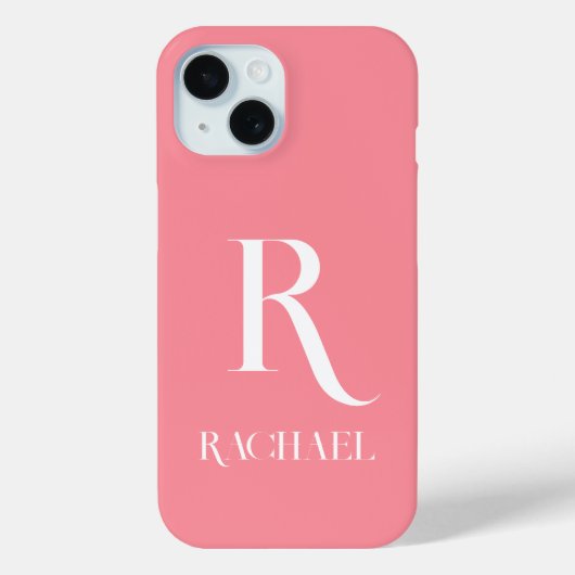 Monogram Modern stijlvol roze Case-Mate iPhone Case (Achterkant)