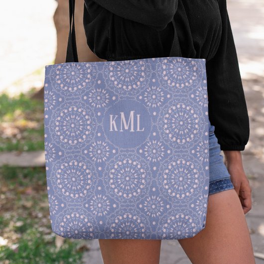 Monogram Modern Stijlvol Roze en Paarse Tote Bag