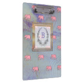 Monogram modern Stijlvolle Patronen Olephants Blue Klembord (Rechts)