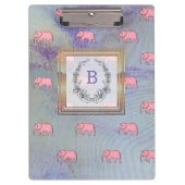 Monogram modern Stijlvolle Patronen Olephants Blue Klembord (Voorkant)