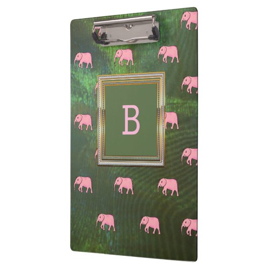 Monogram Modern Stijlvolle Patronen Olephants Gree Klembord (Links)