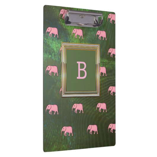 Monogram Modern Stijlvolle Patronen Olephants Gree Klembord (Rechts)