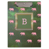 Monogram Modern Stijlvolle Patronen Olephants Gree Klembord (Voorkant)