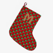 Monogram Modern Stijlvolle Rode Stippen Grote Kerstsok (Voorkant (Hangend))