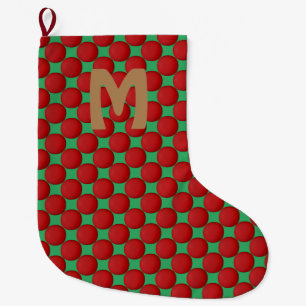 Monogram Modern Stijlvolle Rode Stippen Grote Kerstsok