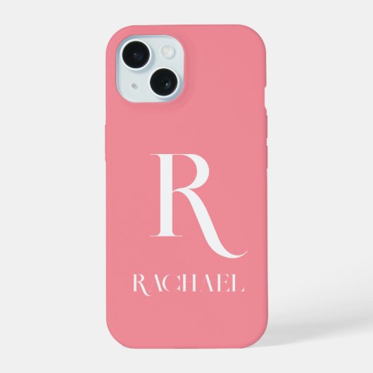 Monogram Modern Stijlvolle Roze iPhone 15 Case (Achterkant)