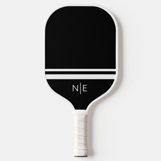 Monogram Modern Strepen Zwart Wit Pickleball Paddle (Voorkant)