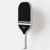 Monogram Modern Strepen Zwart Wit Pickleball Paddle (Links)