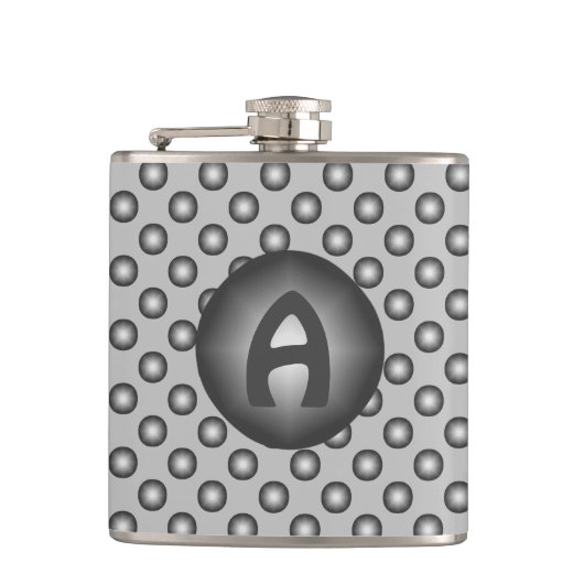 Monogram Modern Stylish Silver Polka Dot Heupfles (Voorkant)