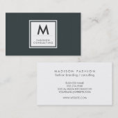 Monogram Modern Subtle Green Pattern Visitekaartje (Voorkant / Achterkant)