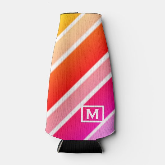 Monogram Modern Summer Stripes Cute Cool Flesjeskoeler (Voorkant)