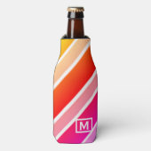 Monogram Modern Summer Stripes Cute Cool Flesjeskoeler (Fles Voorkant)