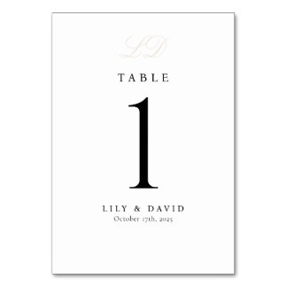 Monogram Modern Table Number Kaart