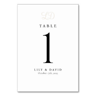 Monogram Modern Table Number Kaart