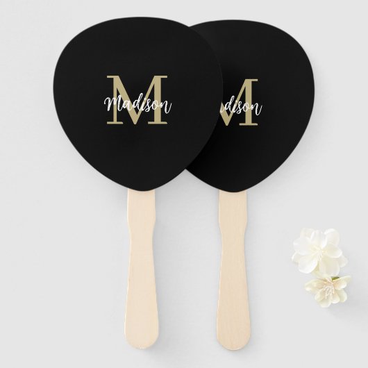 Monogram Modern Tan Black Sand Handwaaier (Voorkant en achterkant)