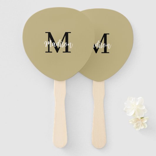 Monogram Modern Tan Black Sand Handwaaier (Voorkant en achterkant)