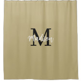 Monogram Modern Tan Sand and Black Douchegordijn (Voorkant)