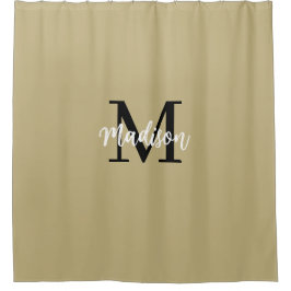 Monogram Modern Tan Sand and Black Douchegordijn