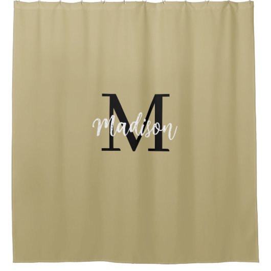 Monogram Modern Tan Sand and Black Douchegordijn (Voorkant)