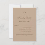 Monogram Modern Taupe Christian Wedding RSVP Card  (Voorkant)
