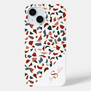 Monogram Modern Terrazzo Mozaïek Patroon iPhone 15 Case