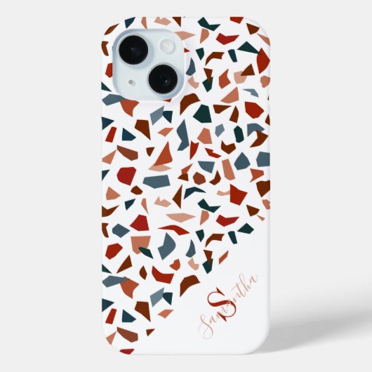 Monogram Modern Terrazzo Mozaïek Patroon Case-Mate iPhone Case (Achterkant)