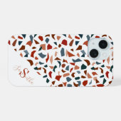 Monogram Modern Terrazzo Mozaïekpatroon iPhone 15 Case (Achterkant horizontaal)