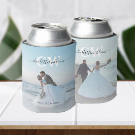 Monogram Modern Trendy 2 Foto Wedding Favors Blikjeskoeler