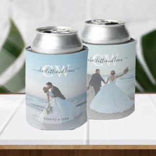 Monogram Modern Trendy 2 Foto Wedding Favors Blikjeskoeler