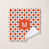 Monogram Modern Trendy Geometric Oranje Grey Bad Handdoek (Wasdoekje)
