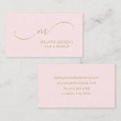 Monogram Modern Trendy Roze Visitekaartje (Voorkant / Achterkant)