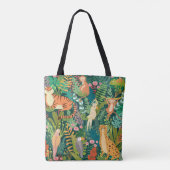 Monogram modern tropisch oerwoud l Dier l Groen Tote Bag (Achterkant)