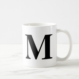 Monogram Modern Typografie Black White Minimalist Koffiemok