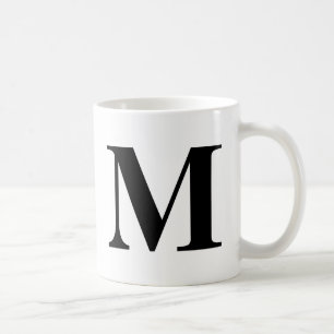 Monogram Modern Typografie Black White Minimalist Koffiemok