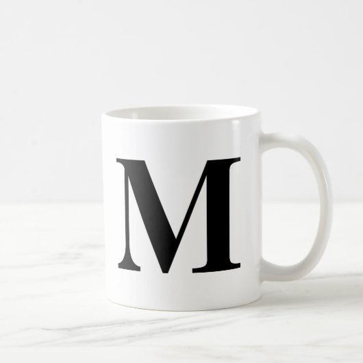 Monogram Modern Typografie Black White Minimalist Koffiemok (Rechts)