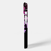 Monogram Modern Vrouwelijk Helder Roze Bloemen Zwa Case-Mate iPhone Case (Achterkant / Links)