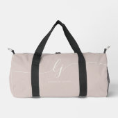 Monogram Modern Vrouwelijk Roze Script Stijlvolle Plunjezak (Voorkant)