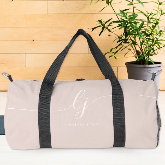 Monogram Modern Vrouwelijk Roze Script Stijlvolle Plunjezak