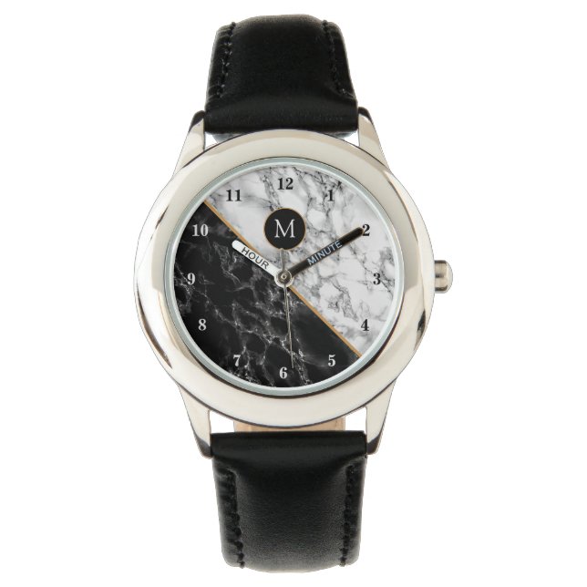 Monogram Modern Watch Black marmer Horloge (Voorkant)