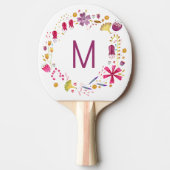 Monogram Modern Waterverf Floral Tafeltennisbatje (Voorkant)