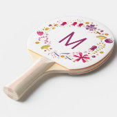 Monogram Modern Waterverf Floral Tafeltennisbatje (Voorkant Gekanteld)