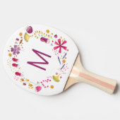 Monogram Modern Waterverf Floral Tafeltennisbatje (Zijkant)