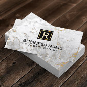 Monogram Modern White Marble Visitekaartje