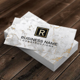 Monogram Modern White Marble Visitekaartje