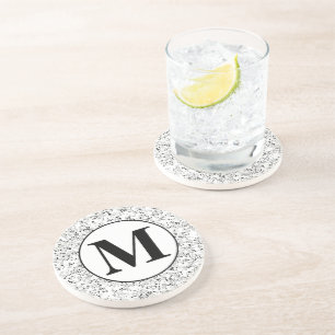 Monogram Modern White Terrazzo Zandsteen Onderzetter
