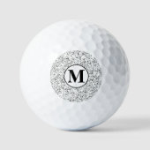 Monogram Modern Wit en Grijs Terrazzo Patroon Golfballen (Voorkant)