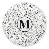 Monogram Modern Wit en Grijs Terrazzo Patroon Keramische Knop (Voorkant)